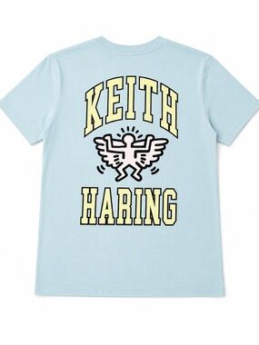 Kids' Keith Haring Light Blue Short Sleeve Graphic Tee Sz 10/12 New